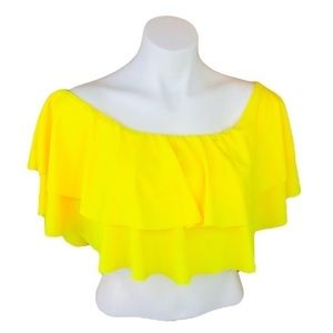 Women’s Bikini top Large Ruffled Swim yellow